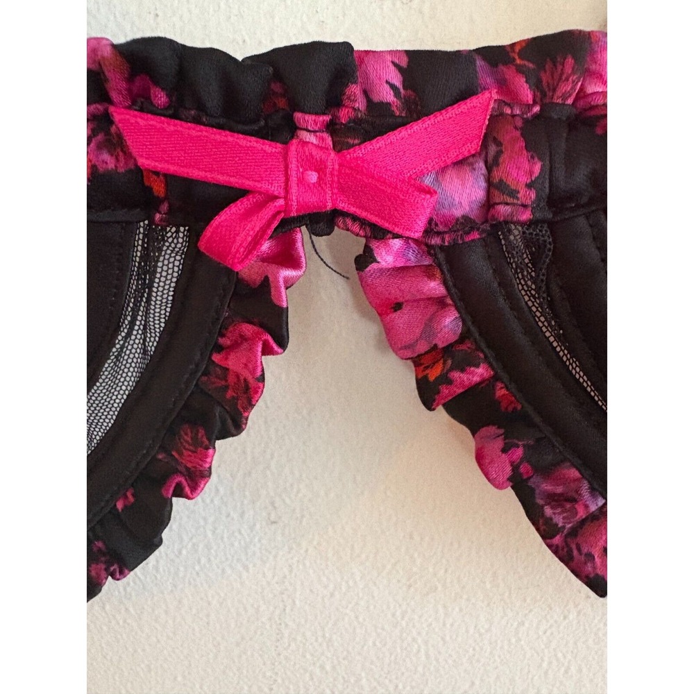 For Love and Lemons Lola‎ Bra Bralette Black Pink Size Large - Picture 3 of 6